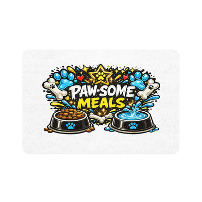 Pet Food Mat — "Pawsome Meals" Non-Slip Feeding Mat (12x18)