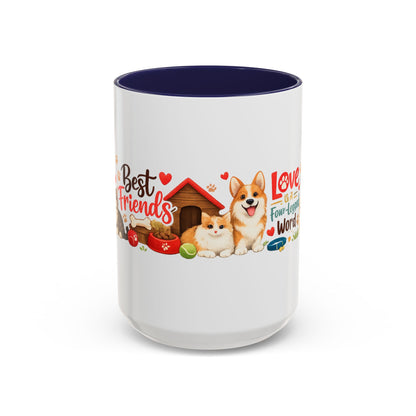Dog Lover Accent Coffee Mug — “Love is a Four-Legged Word” Ceramic Gift