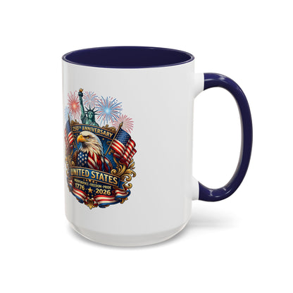 Patriotic Coffee Mug — United States 250th Anniversary Eagle & Fireworks (11/15oz)