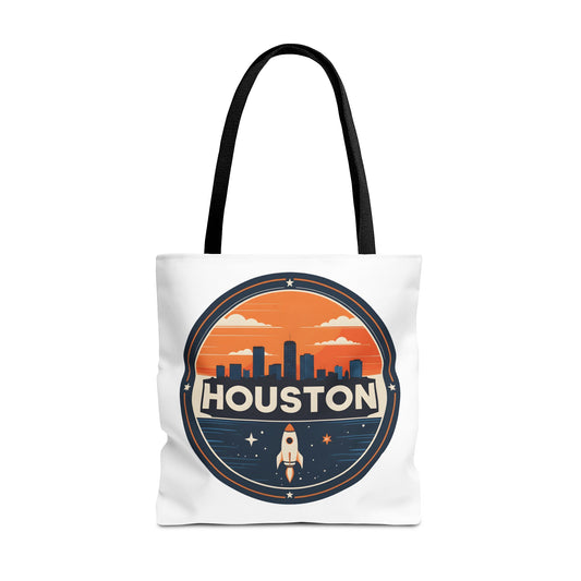 Houston Skyline Rocket Tote Bag – Retro Space City Canvas Tote