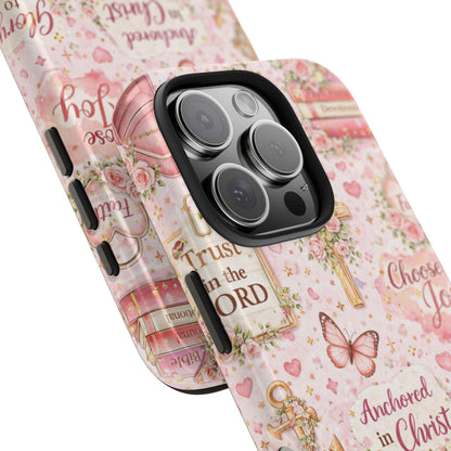 Anchored In Christ Phone Case | Christian floral iPhone Case