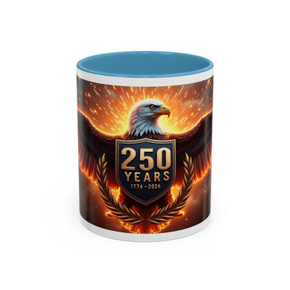 250 Years Eagle Coffee Mug — Patriotic Anniversary Ceramic Accent Mug (11/15oz)