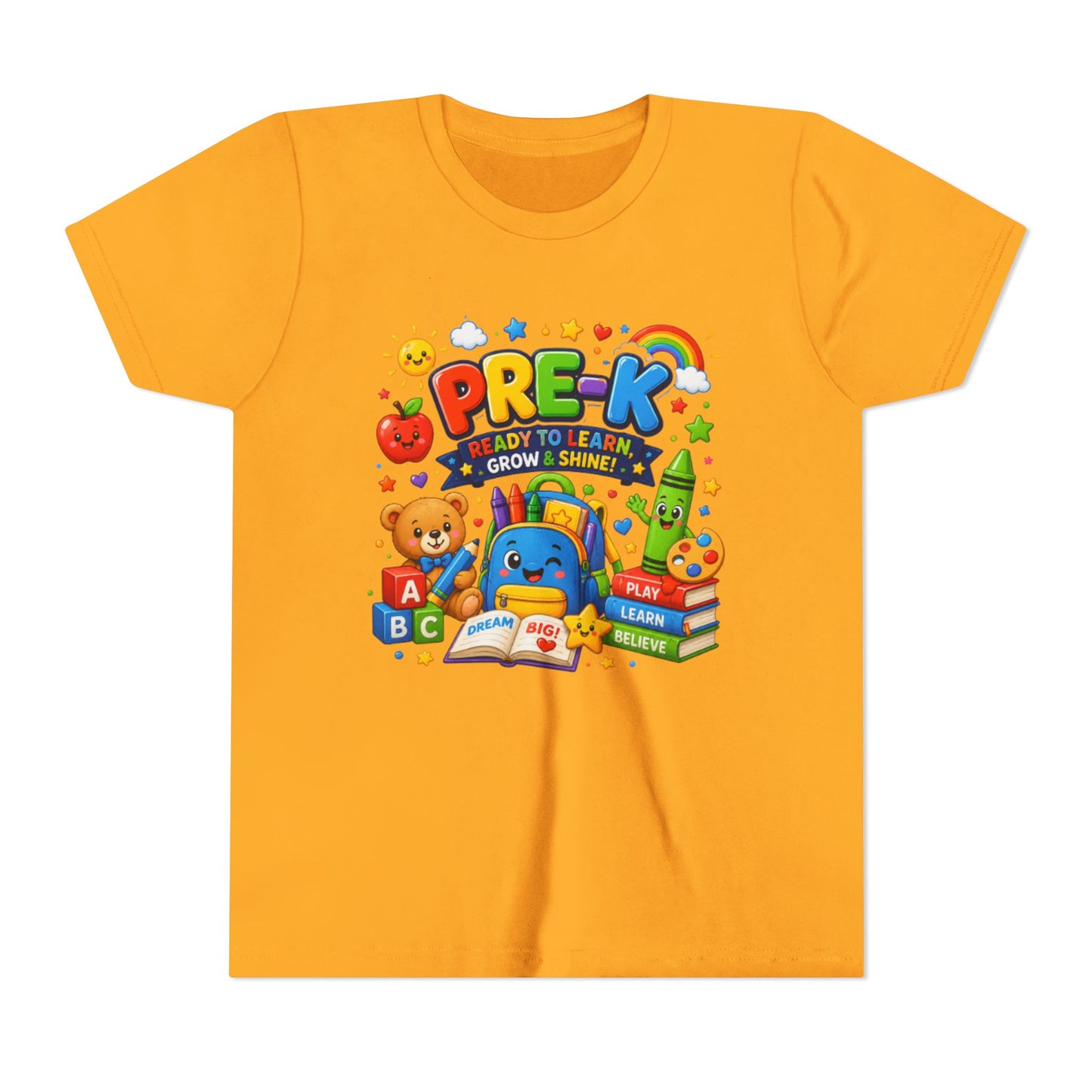 Pre-K Ready To Learn Kids T-Shirt — Colorful Preschool Back-to-School Tee