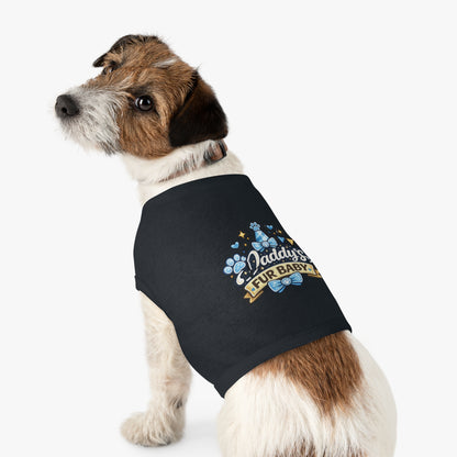 Pet Tank — "Daddy's Fur Baby" Blue Bow Paw Print Dog Tank Top