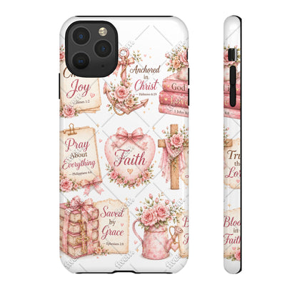 Faith Floral Phone Case – Christian Inspirational Scripture iPhone Cover (Choose Joy, Pray, Faith)