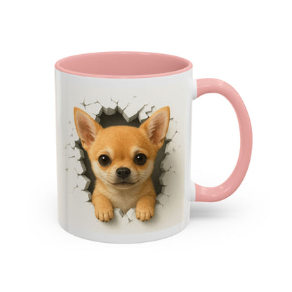 Chihuahua Peek-A-Boo Accent Coffee Mug – Cute Dog Lover Gift (11/15 oz)