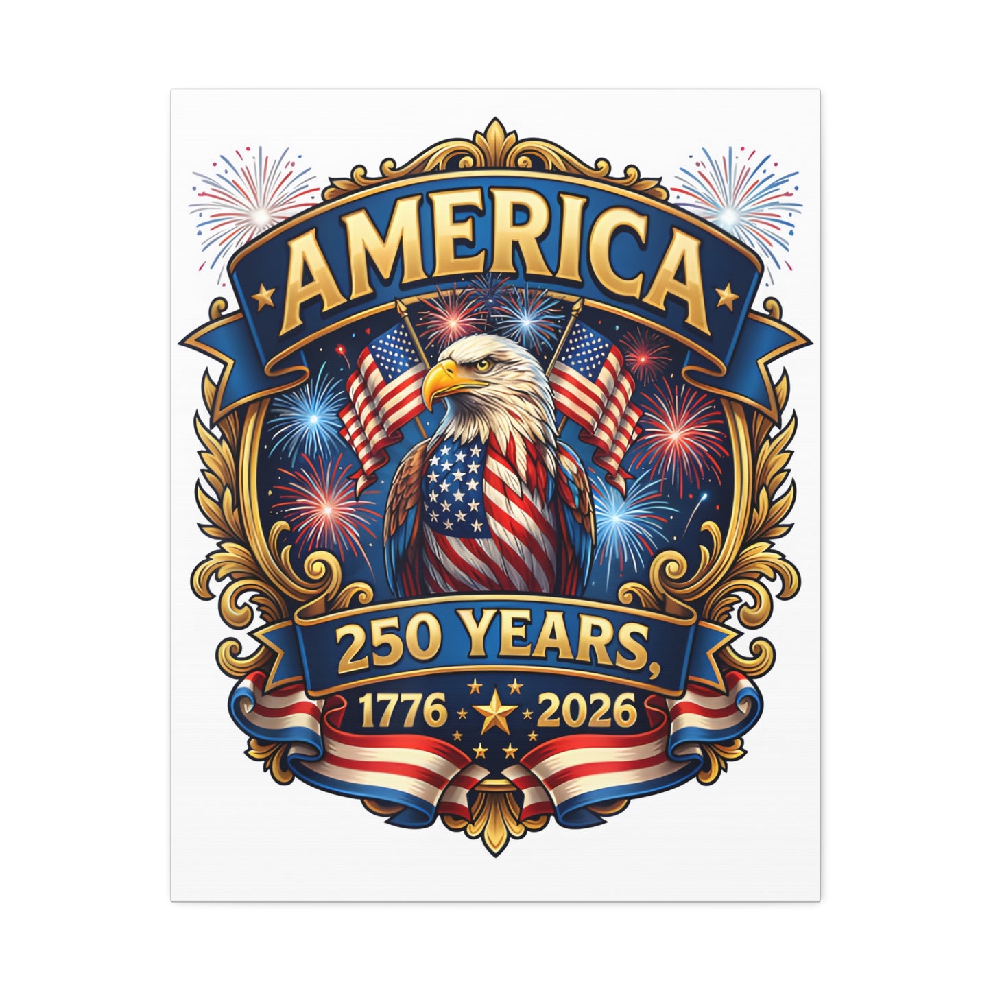 America 250th Anniversary Canvas – Patriotic Eagle 1776-2026 Wall Art