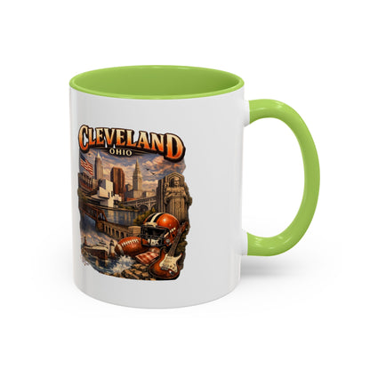 Cleveland Ohio Vintage Football Accent Coffee Mug (11/15oz)