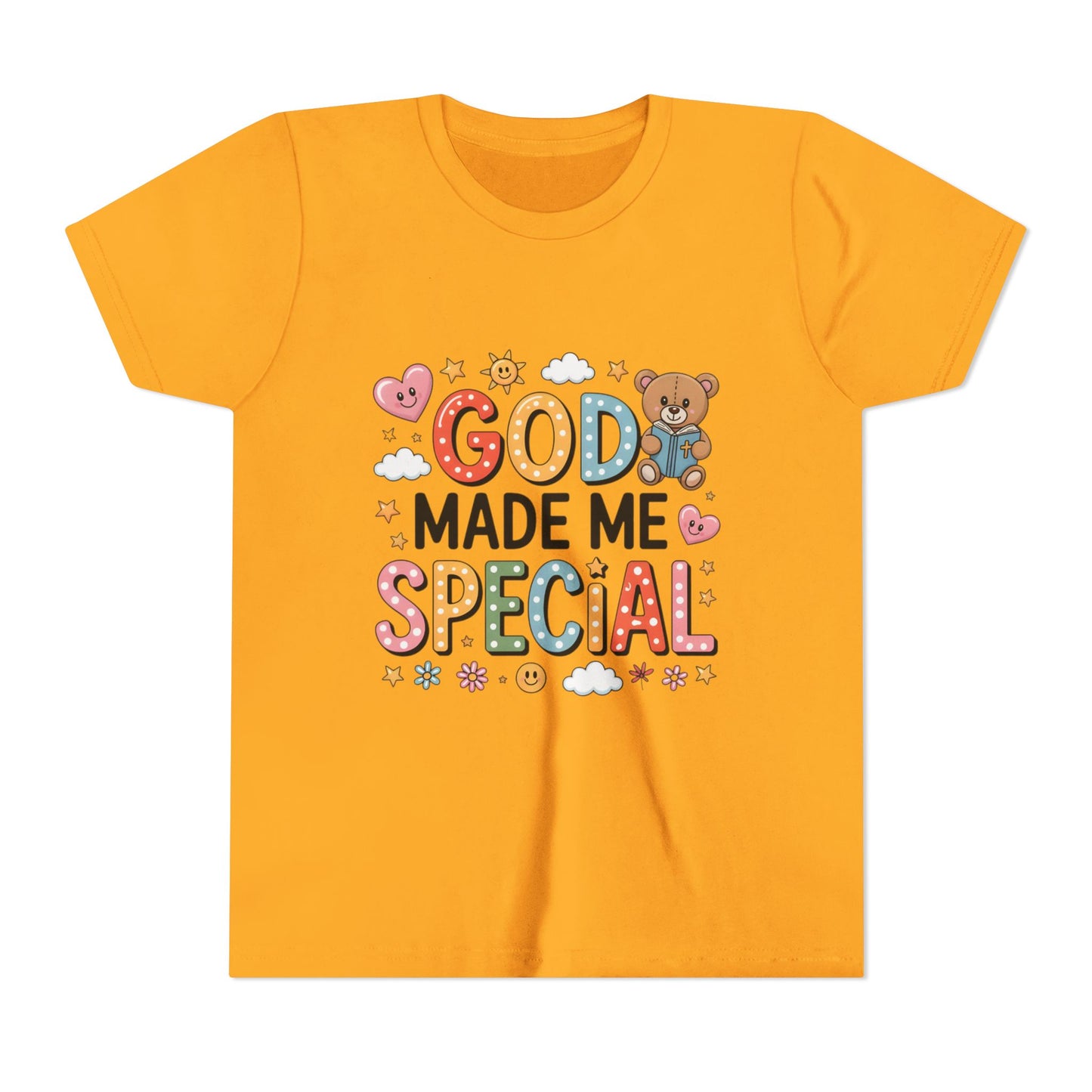 Youth Tee — "God Made Me Special" Cute Christian Kids T-Shirt