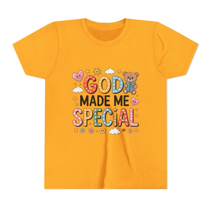 Youth Tee — "God Made Me Special" Cute Christian Kids T-Shirt