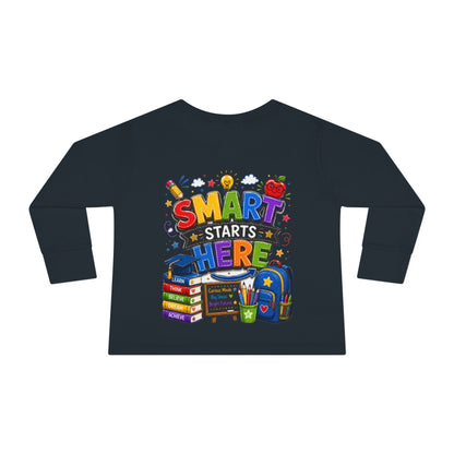 Smart Starts Here Toddler Long Sleeve Tee — Back-to-School Kids Shirt