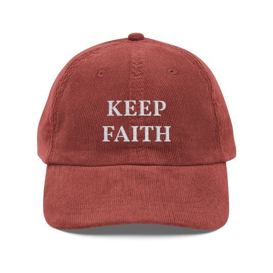 Keep Faith Corduroy Cap — Vintage Embroidered Baseball Hat