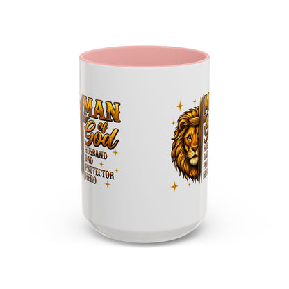 Man of God Lion Coffee Mug — 'Man of God' Religious Gift for Husband, Dad, Protector