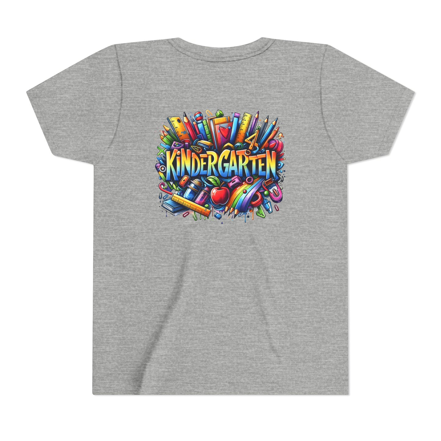 Kindergarten Colorful School Supplies Youth Tee — Back-to-School Kids T-Shirt