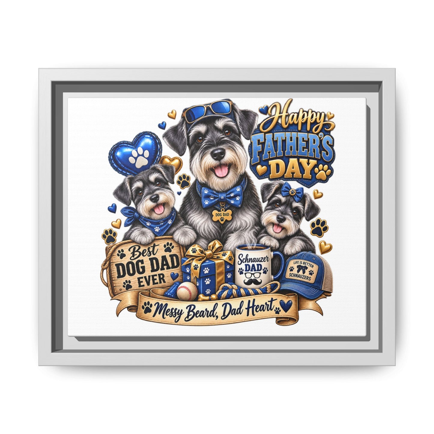 Happy Father's Day Schnauzer Canvas – Best Dog Dad Ever Framed Wall Art