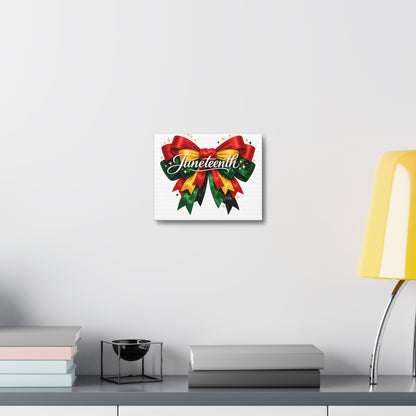 Juneteenth Celebration Stretched Canvas — Pan-African Ribbon Wall Art