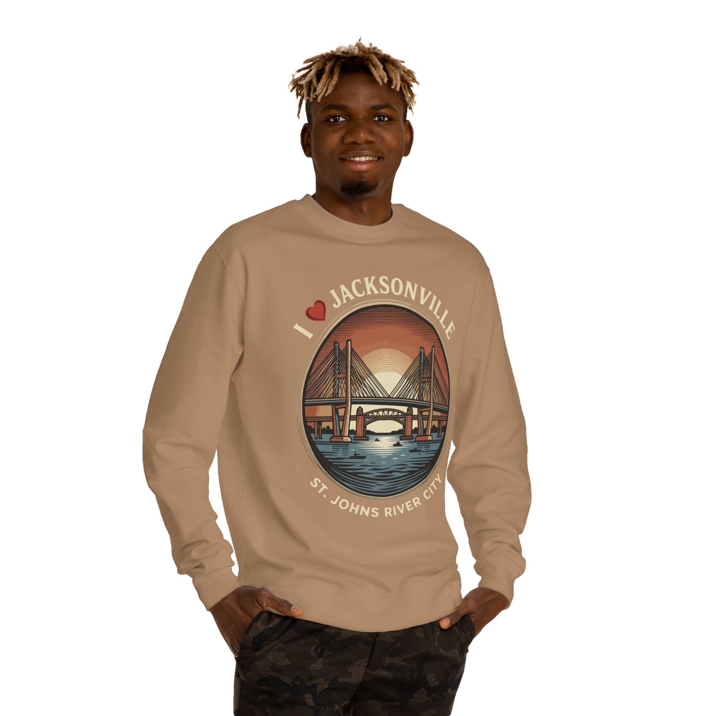 Jacksonville Crewneck Sweatshirt — I  Jacksonville St. Johns River City Graphic