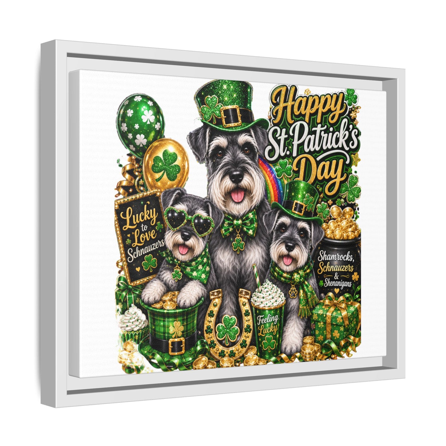 Happy St. Patrick's Day Schnauzer Canvas Print