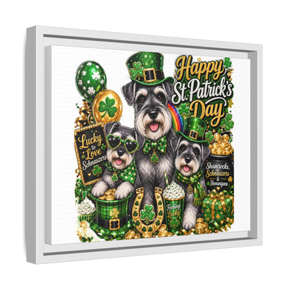 Happy St. Patrick's Day Schnauzer Canvas Print