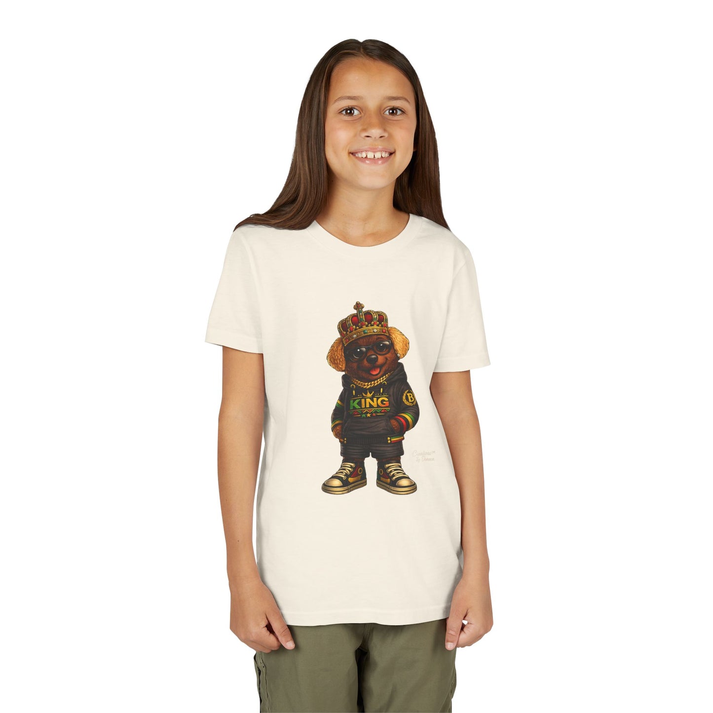 Youth Tee — 'Lil King' Crowned Bear Graphic Shirt