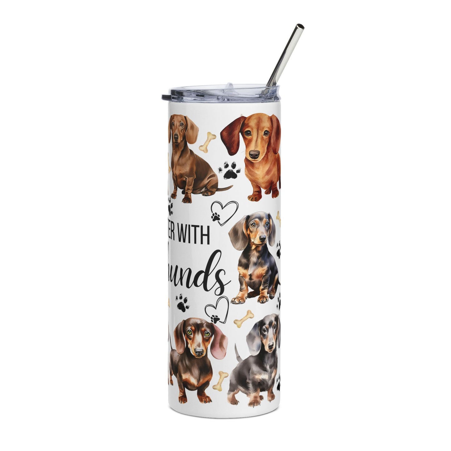 Dachshund Stainless Steel Tumbler 20oz – "Life Is Better With Dachshunds" Travel Cup
