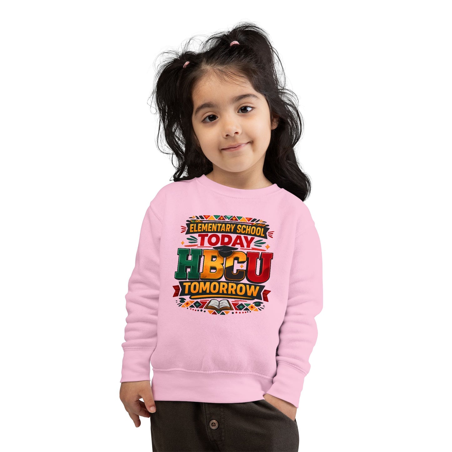 Toddler Sweatshirt - "Elementary School Today, HBCU Tomorrow" Afrocentric Kids Pullover