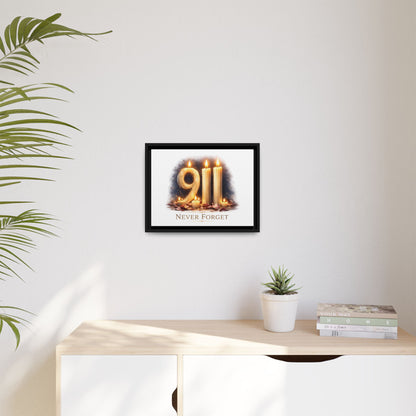 9/11 Never Forget Framed Canvas Print