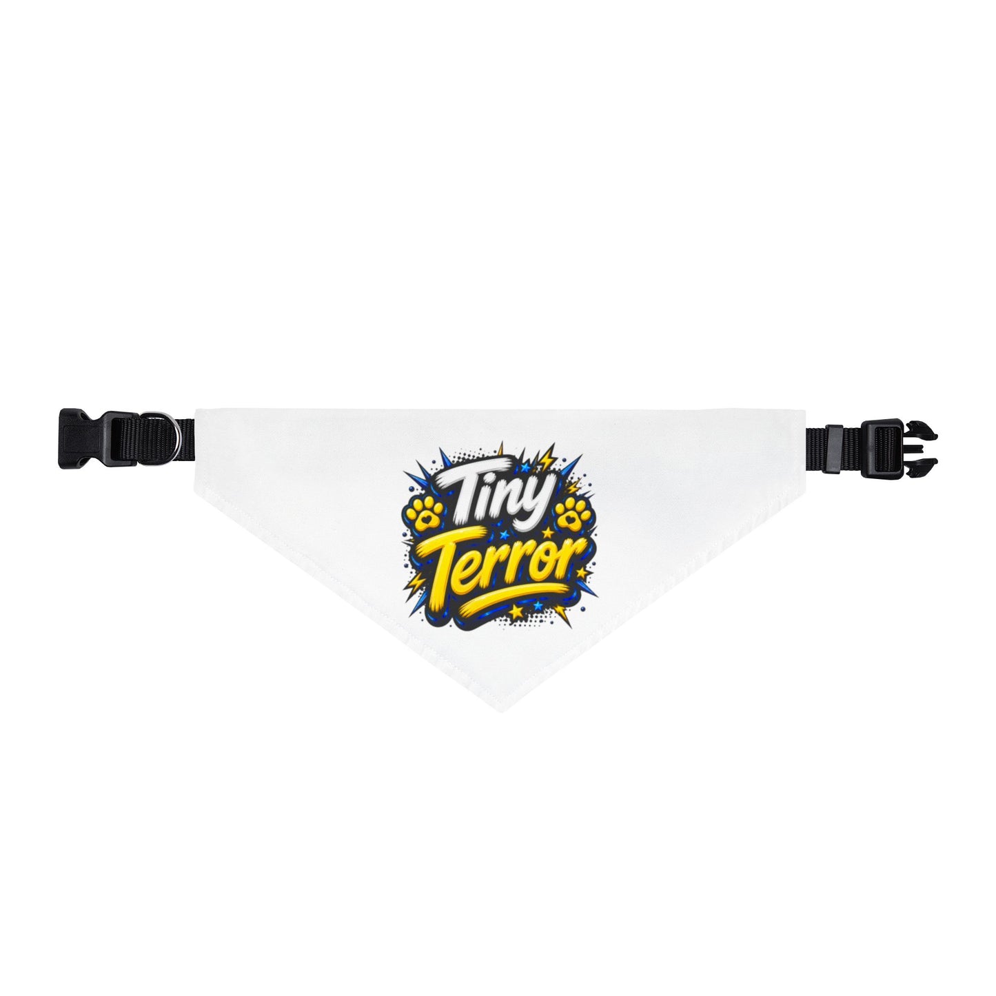 Clip-On Pet Bandana — "Tiny Terror" Graphic Dog Bandana Collar Attachment