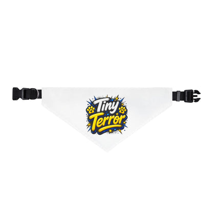 Clip-On Pet Bandana — "Tiny Terror" Graphic Dog Bandana Collar Attachment
