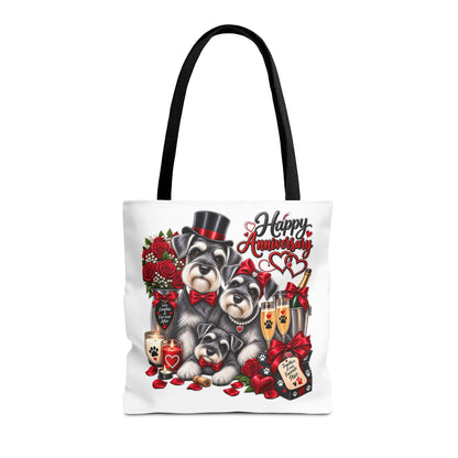 Anniversary Schnauzer Tote Bag — "Happy Anniversary" Romantic Floral Gift