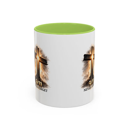 9/11 Never Forget Coffee Mug — Religious Memorial Accent Mug