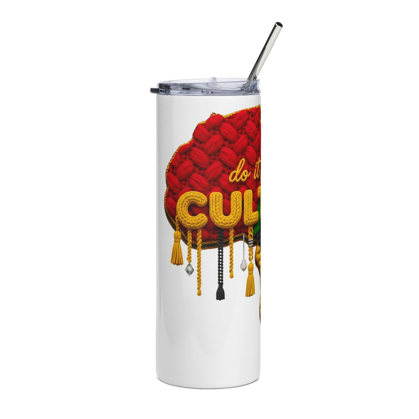 20oz Stainless Tumbler — 'Do It For The Culture' Rasta Knit Design