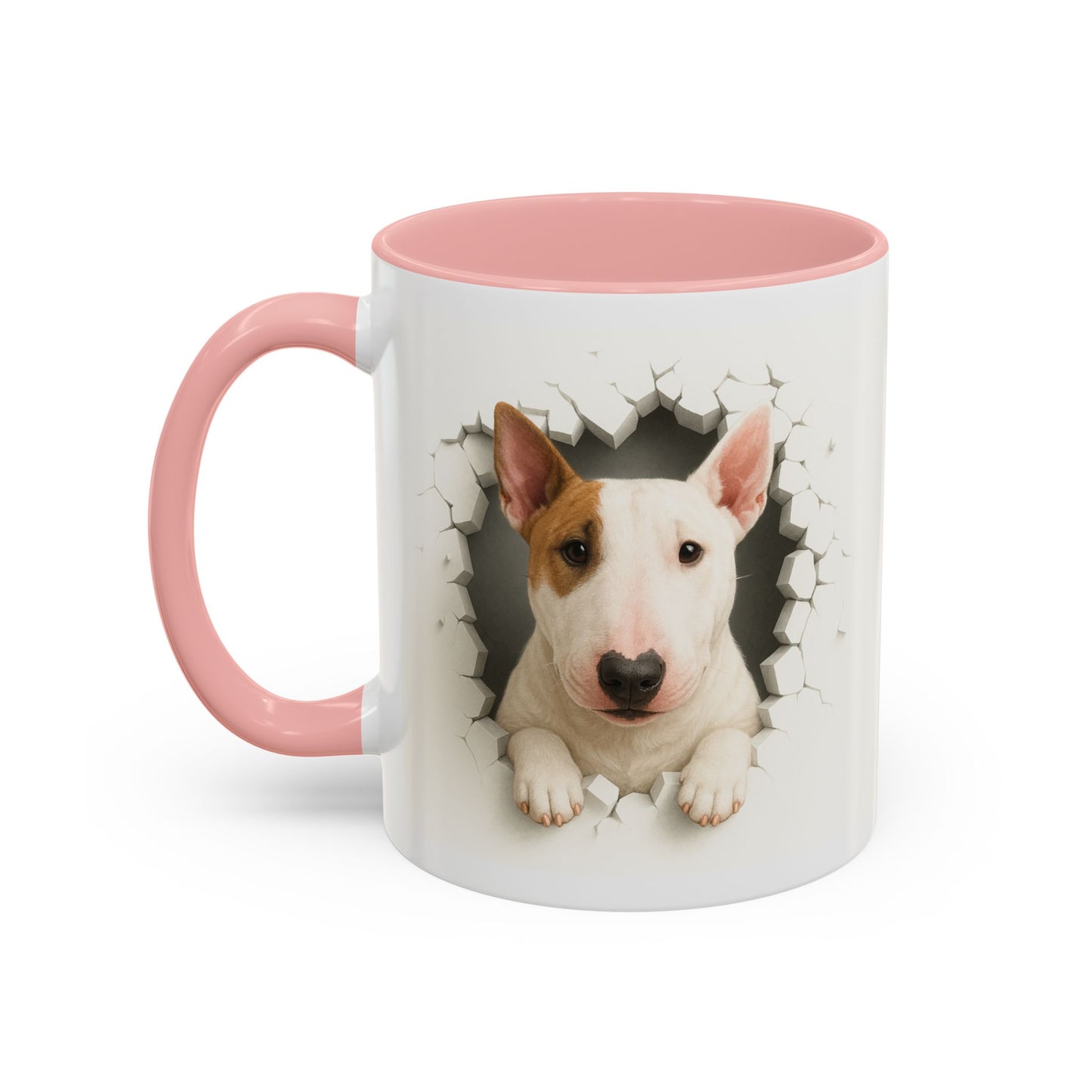 Bull Terrier Coffee Mug — Cute Dog Peeking Accent Mug (11/15oz)