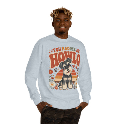 You Had Me At Howl'o Crewneck Sweatshirt — Cute Puppy Retro Dog Lover Pullover