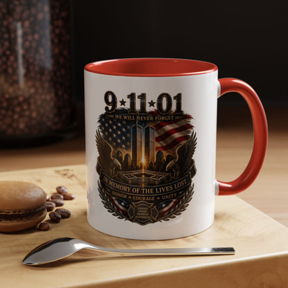 9·11 Memorial Coffee Mug — Never Forget Tribute Accent Mug (11/15oz)
