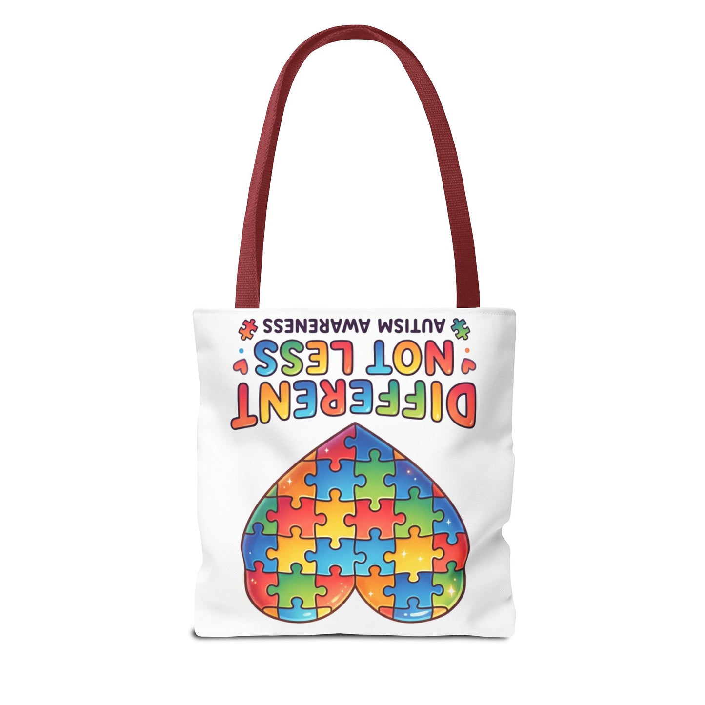 Autism Awareness Tote Bag — "Different Not Less" Puzzle Heart