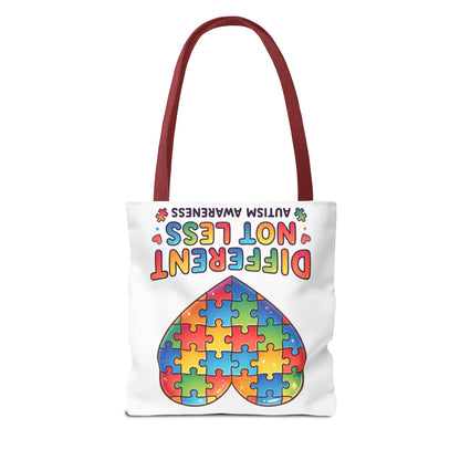 Autism Awareness Tote Bag — "Different Not Less" Puzzle Heart