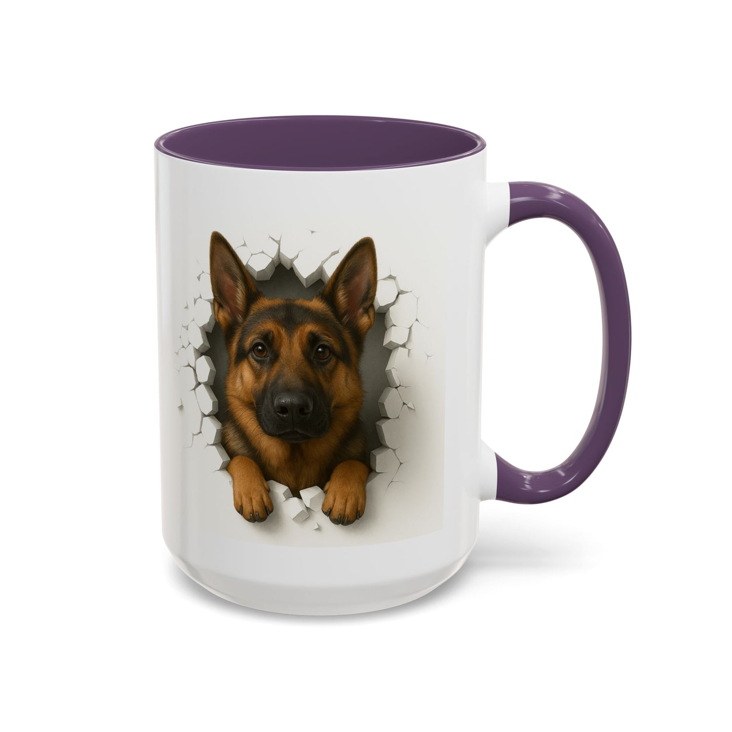 German Shepherd Coffee Mug — "Peek-a-Buddy" Accent Dog Mug (11/15oz)