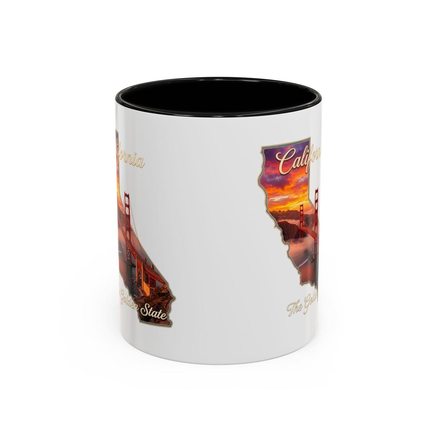 California State Shape Accent Mug – Golden Gate Sunset Coffee Cup (11/15oz)