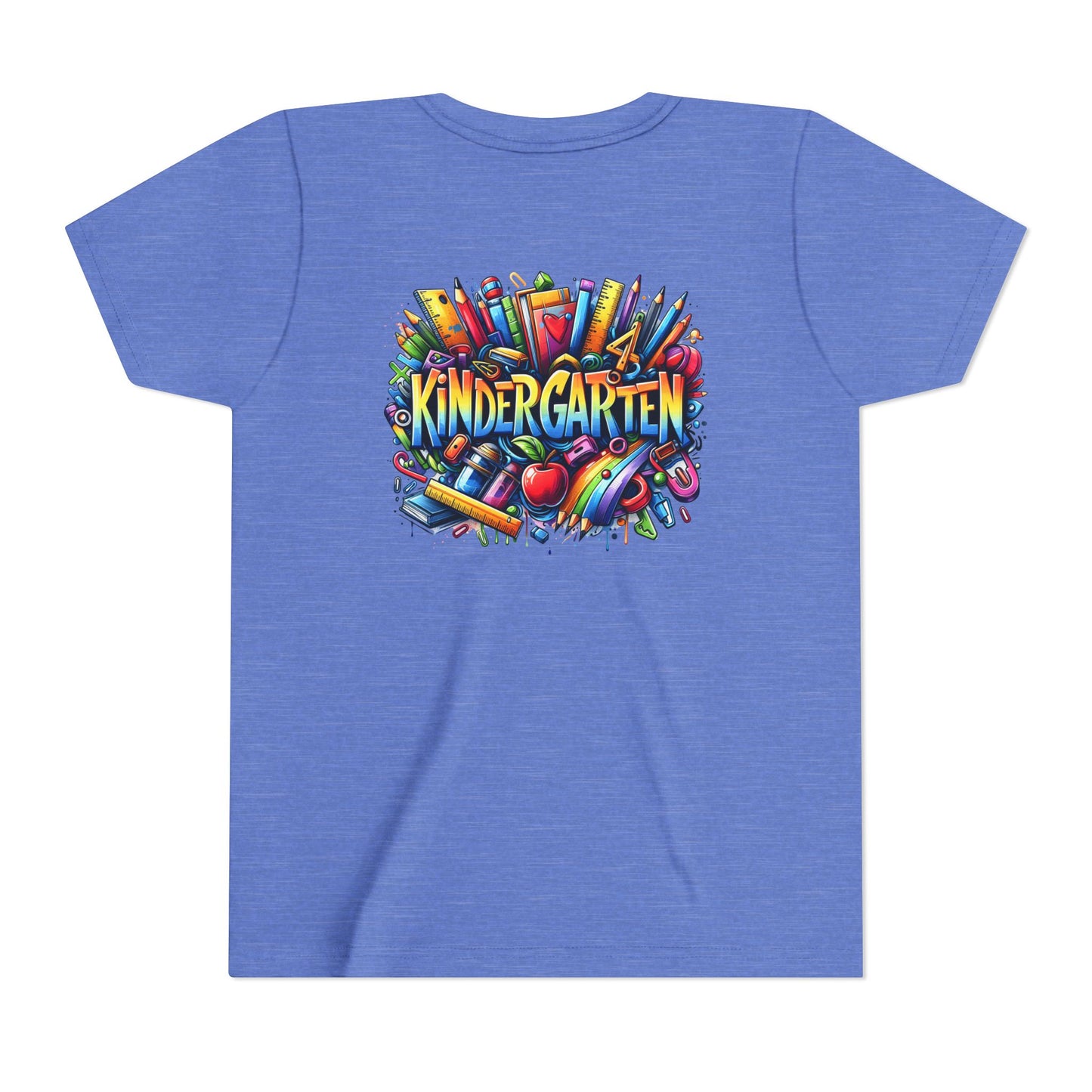 Kindergarten Colorful School Supplies Youth Tee — Back-to-School Kids T-Shirt