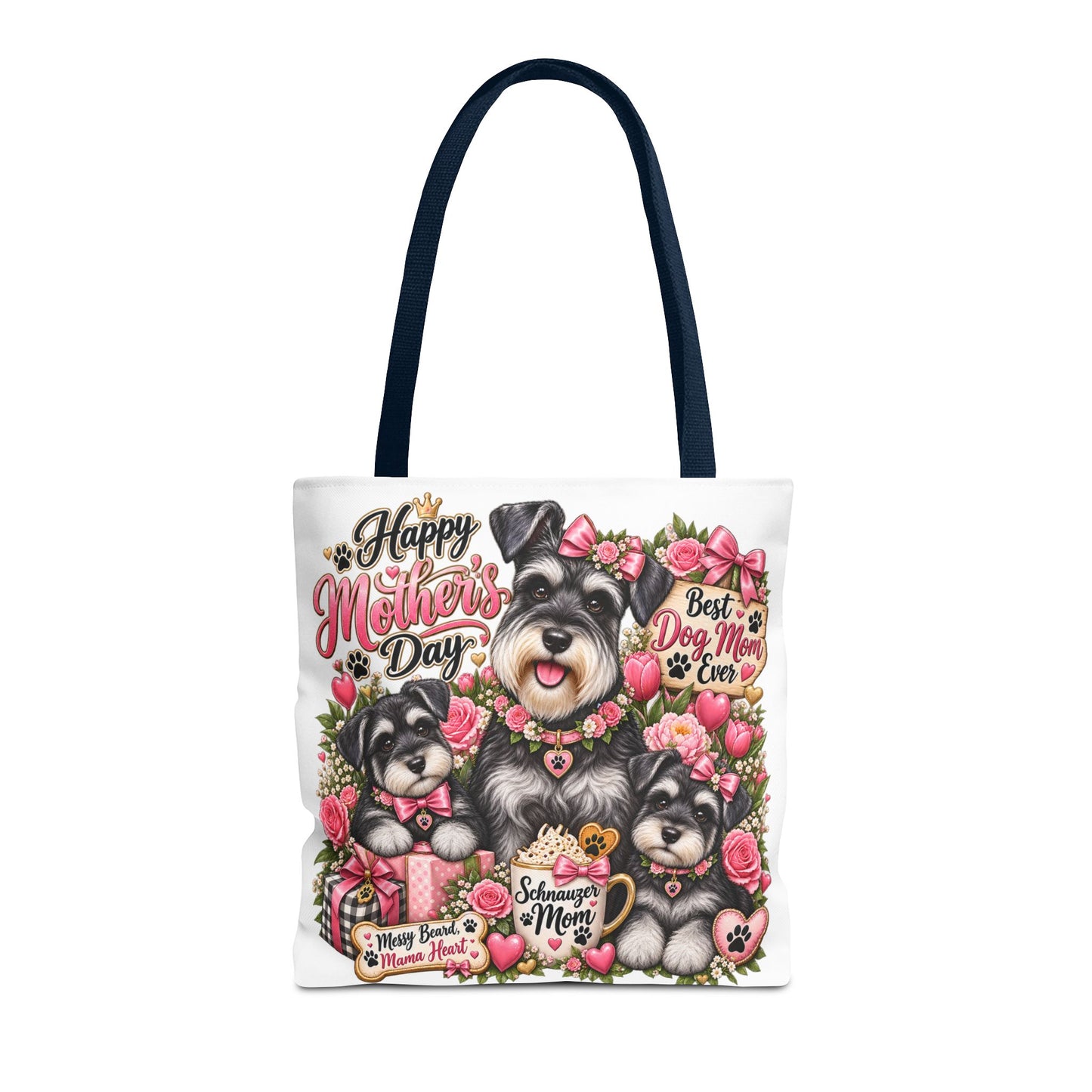 Happy Mother's Day Schnauzer Tote Bag — Best Dog Mom Ever Floral Gift