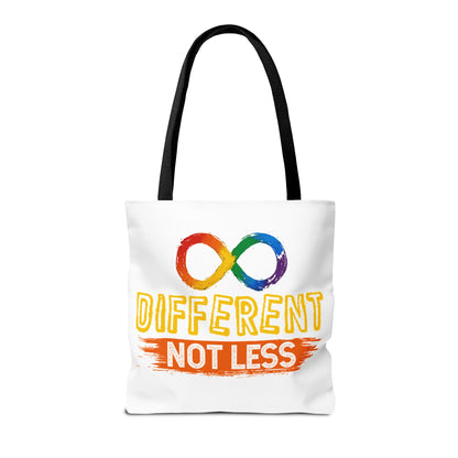 Autism Pride Tote Bag — "Different Not Less" Rainbow Infinity Reusable Shopper