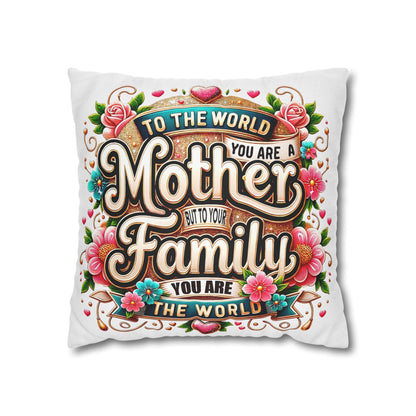 Mother You Are My World Decorative Pillowcase — Floral Mother's Day Accent