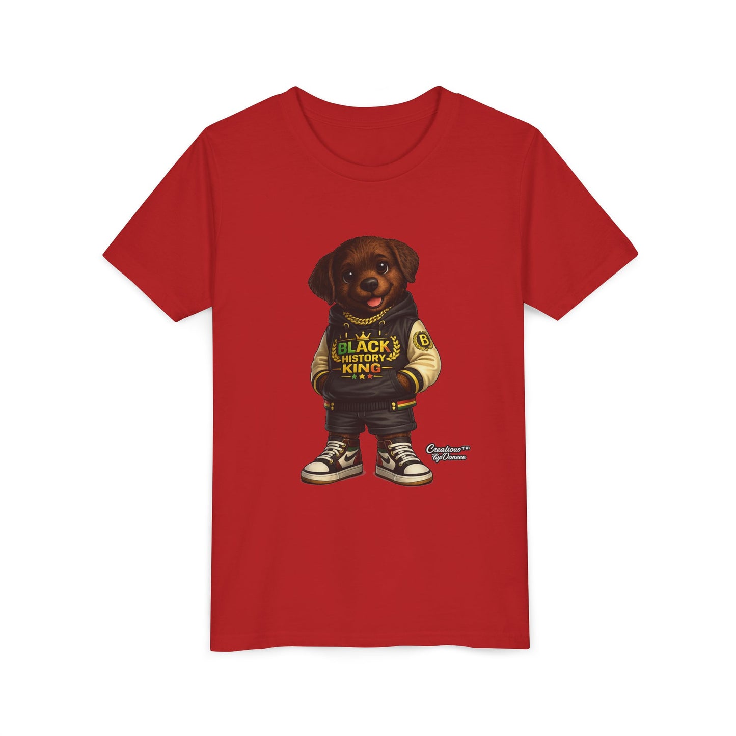 Youth Tee — 'Black History King' Puppy Graphic Shirt