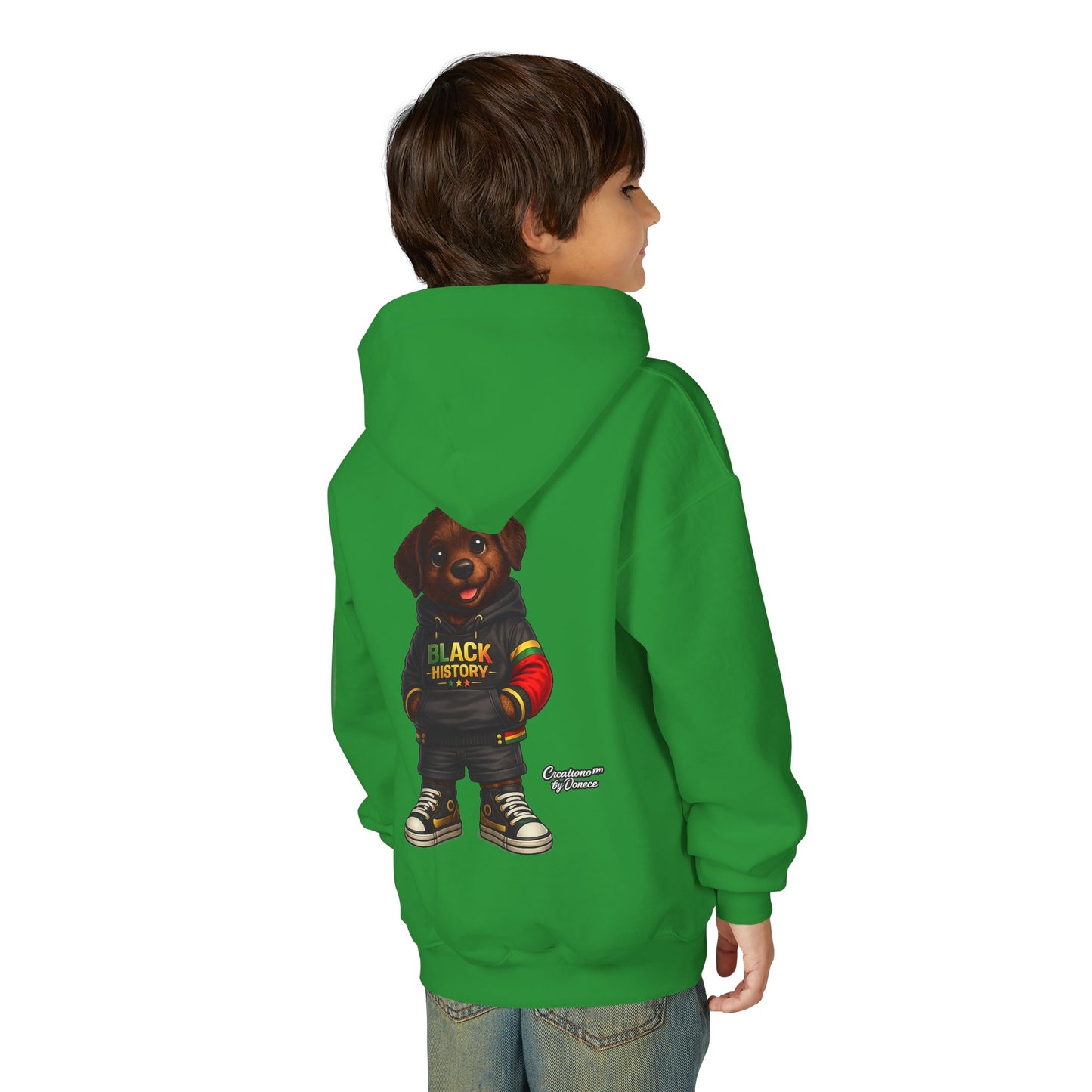 Youth Hoodie - Cute Rottweiler Puppy 'Black History' Graphic Sweatshirt for Kids
