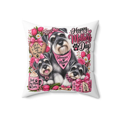 Happy Mother’s Day Schnauzer Pillow – Best Dog Mom Decorative Throw Pillow