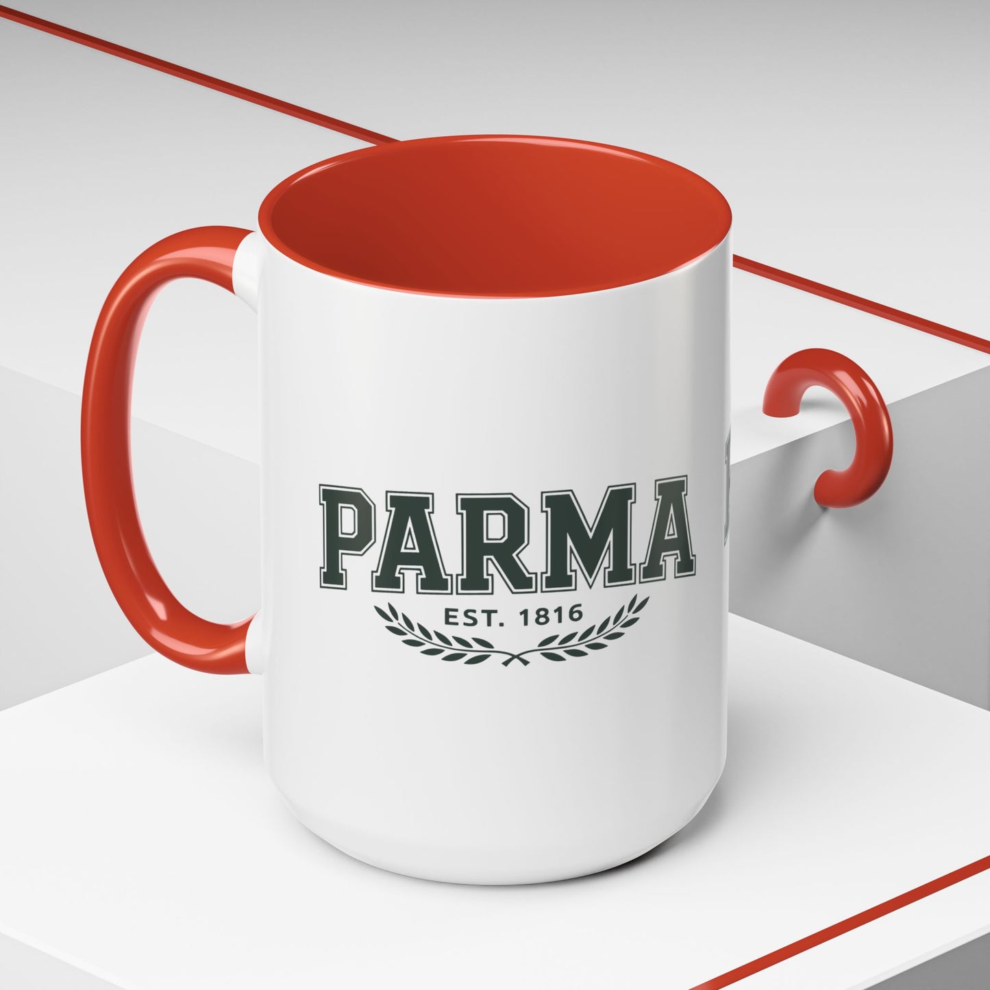 Parma Established 1816 Accent Coffee Mug — Vintage Collegiate Ceramic Coffee Cup