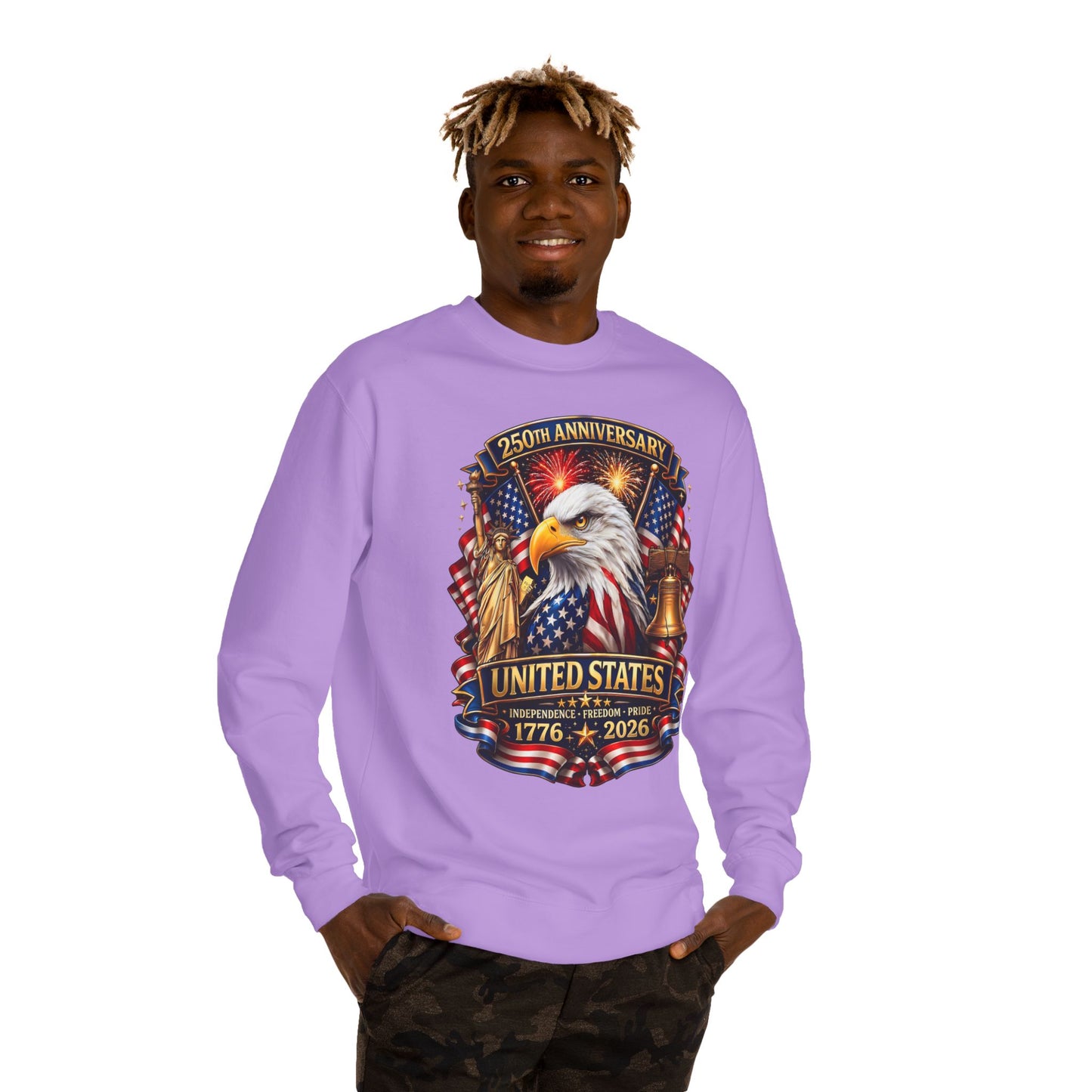 250th Anniversary United States Crewneck Sweatshirt — Eagle & American Flag 1776–2026