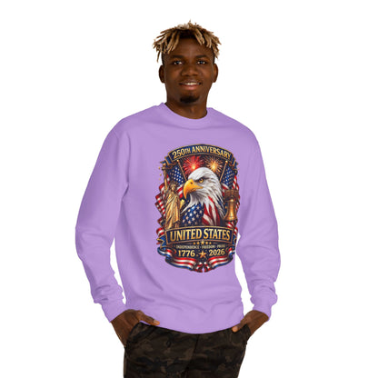250th Anniversary United States Crewneck Sweatshirt — Eagle & American Flag 1776–2026