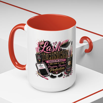 Lash Technician Coffee Mug – 'Enhancing Beauty One Lash at a Time' Accent Mug
